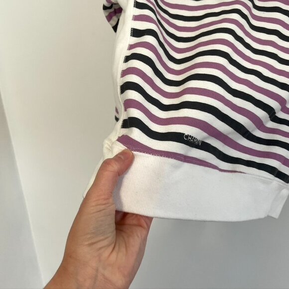 CHAMPION Life Reverse Weave Print Hoodie White Purple Gray Striped Colorblock S - Picture 16 of 16